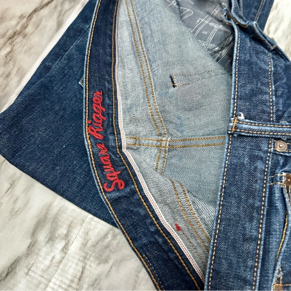 Lands End Square Rigger Men Sz 36 Button Fly Straight Med Wash Denim Blue Jeans - Picture 9 of 11